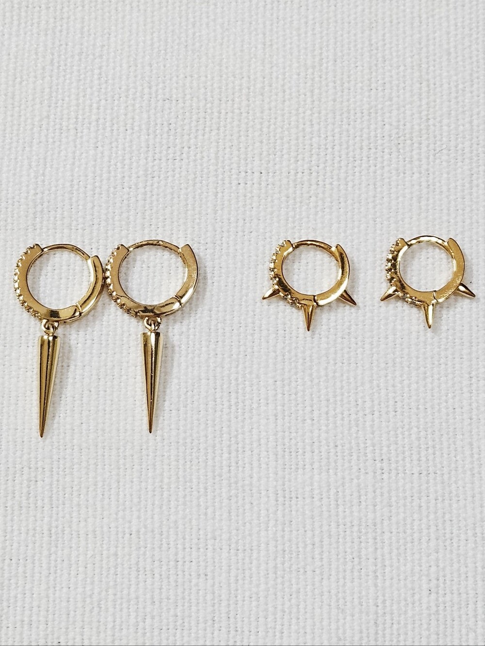 Gold Spike Hoop Earring Set - Women Jewelry